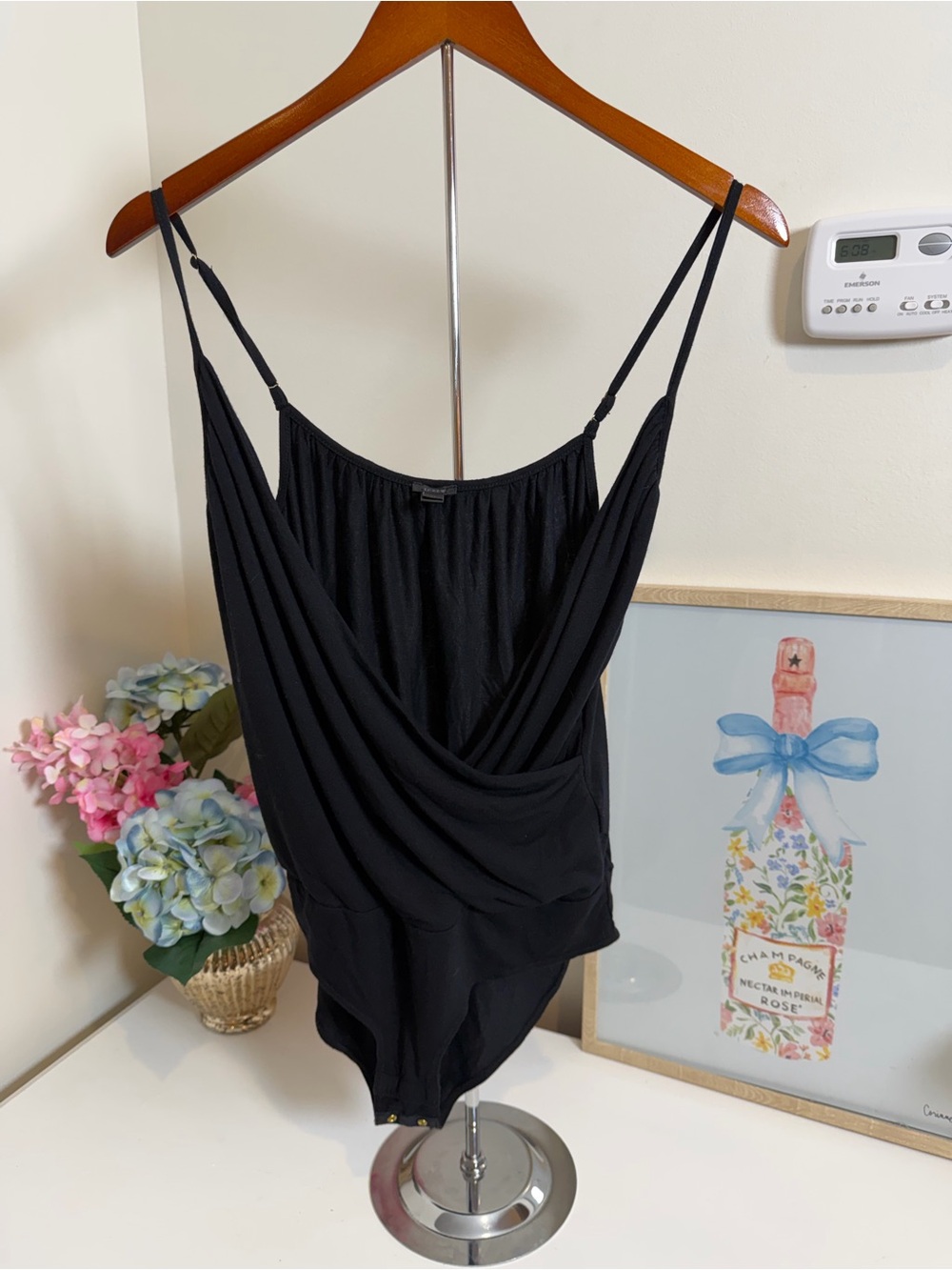 J. Crew Classic Black Draped Tank Top Bodysuit